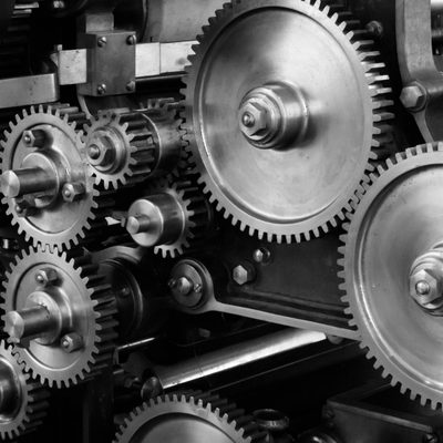 Original photo of machined steel gears before conversion