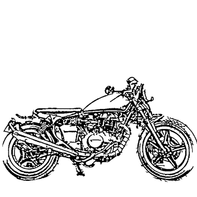 Clean vector line art of a vintage motorcycle produced by the AI converter