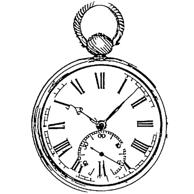 Clean vector line art of a pocket watch produced by the AI converter