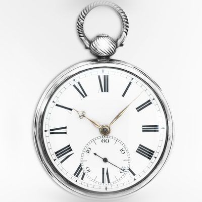 Original photo of an antique pocket watch before conversion