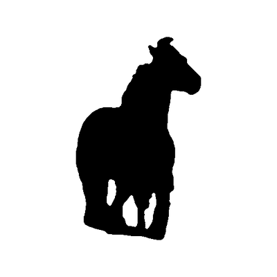 Solid black vector silhouette of a running horse produced by the AI converter