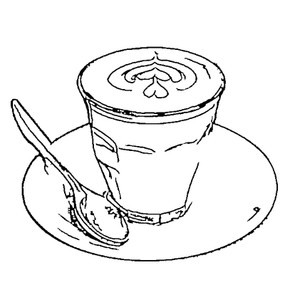 Clean vector line art of a coffee cup produced by the AI converter