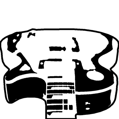 High-contrast screen printing stencil of an electric guitar produced by the AI converter