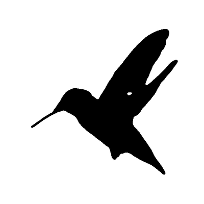 Solid black vector silhouette of a hummingbird produced by the AI converter