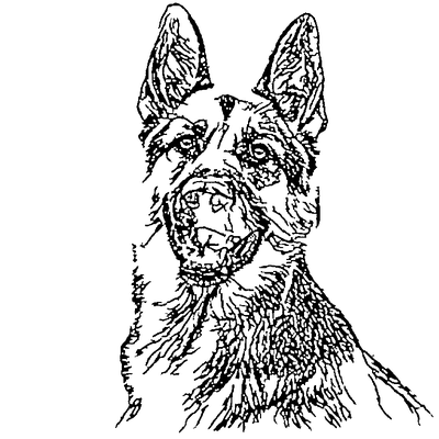 xTool-ready vector line art of a German Shepherd produced by the AI converter